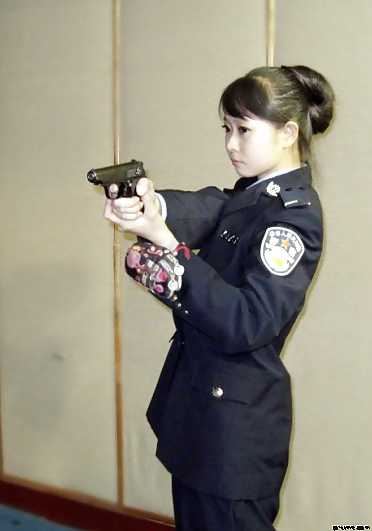 Cute chinese policewoman girl